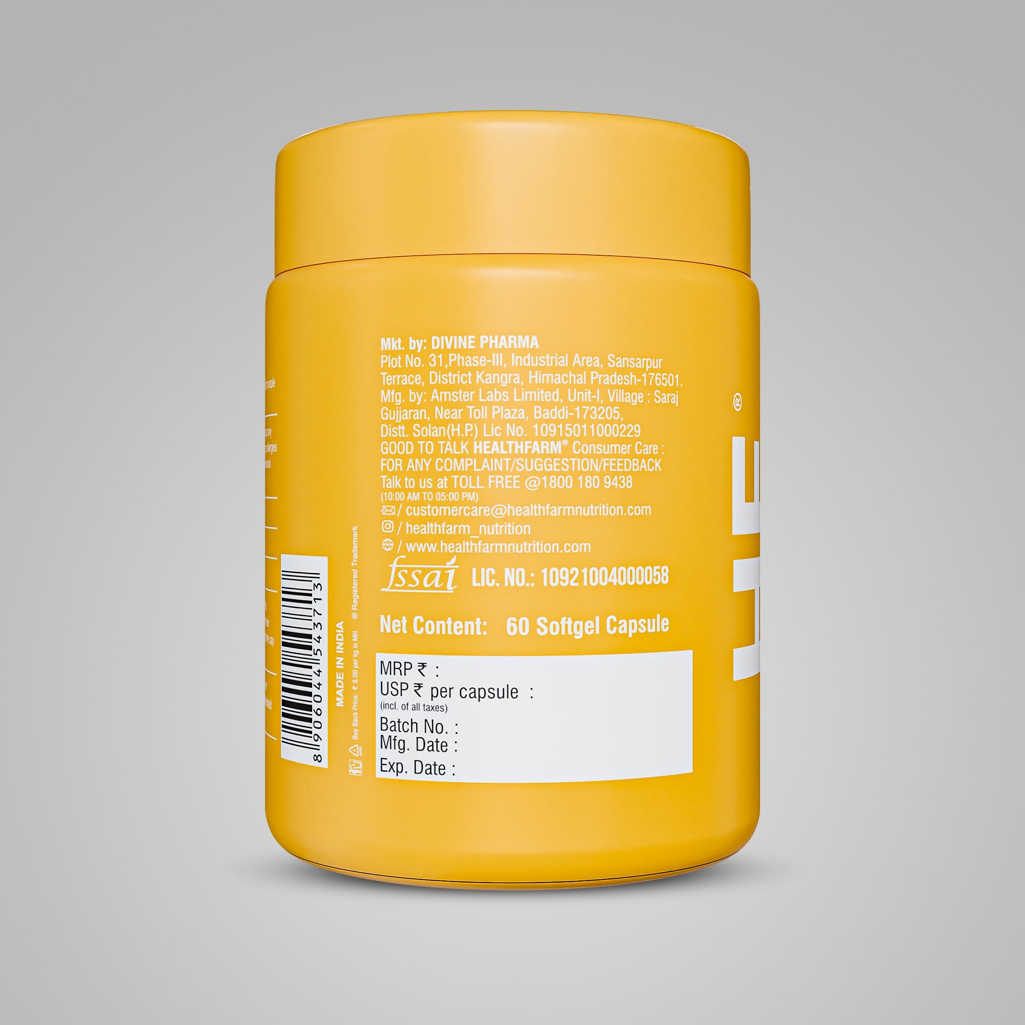 Healthfarm Omega 3 Fish Oil (EPA & DHA), 60 Softgel