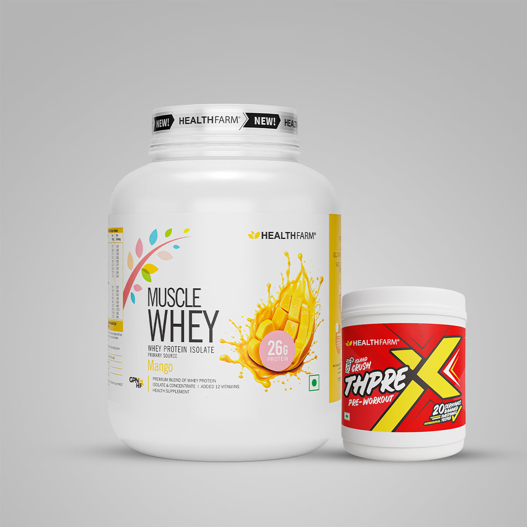 Healthfarm Muscle Whey (2Kg) + ThPreX Pre-workout + Free Shaker