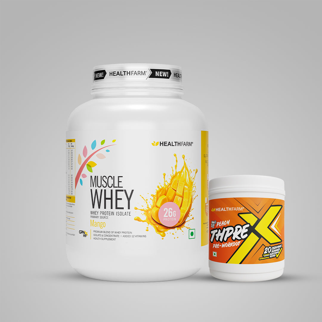 Healthfarm Muscle Whey (2Kg) + ThPreX Pre-workout + Free Shaker