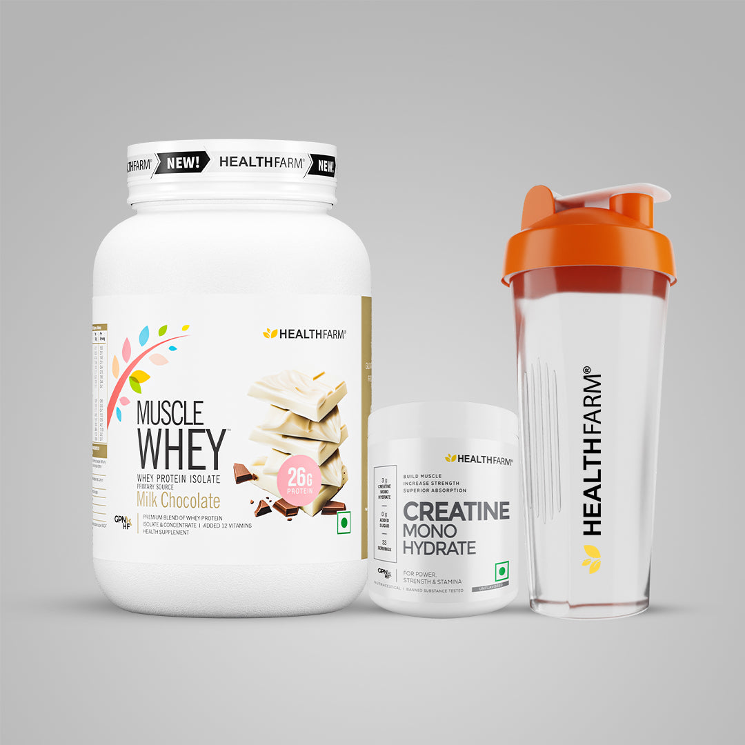 Healthfarm Muscle Whey (1Kg) + Creatine (50g) + Free Shaker
