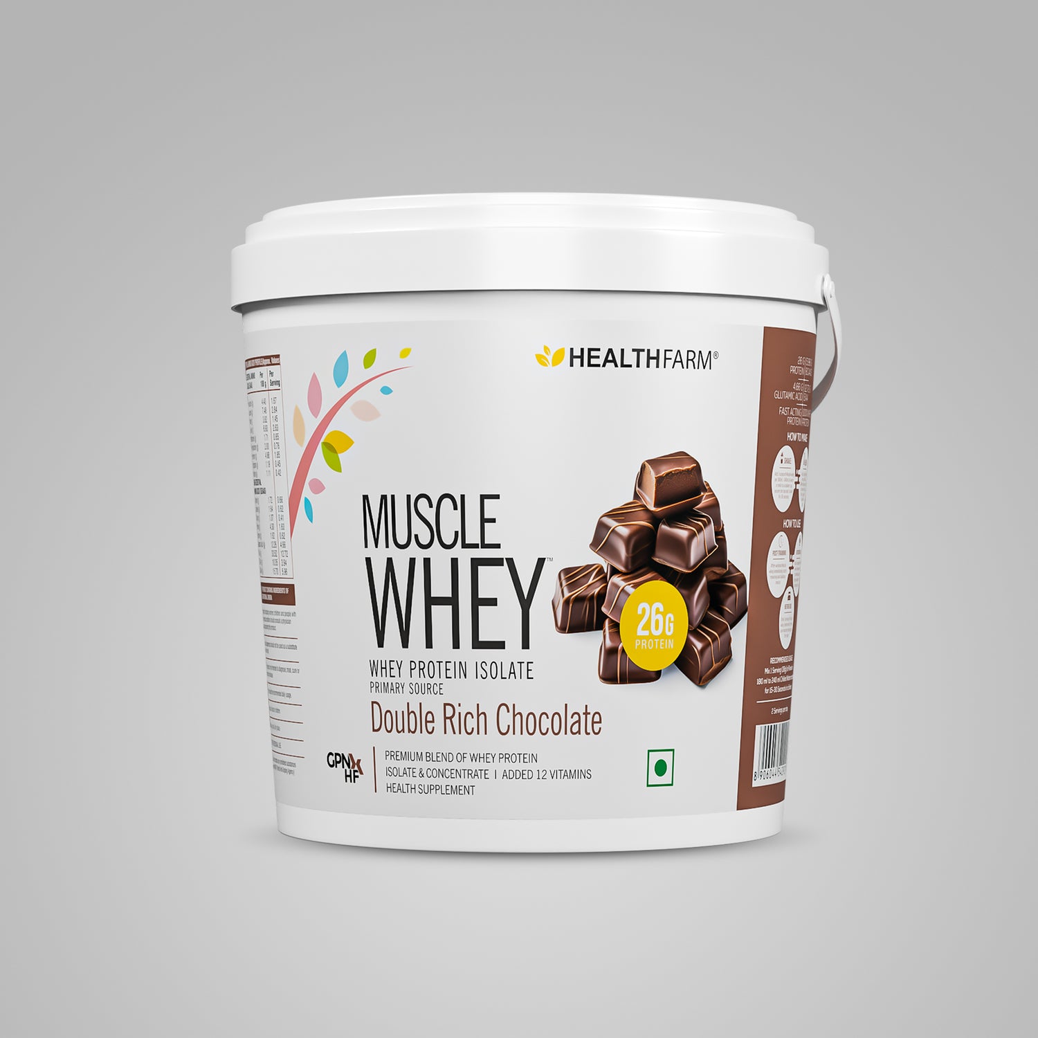 HealthFarm Muscle Whey Protein Isolate & Concentrate | Premium Blend of Whey Protein