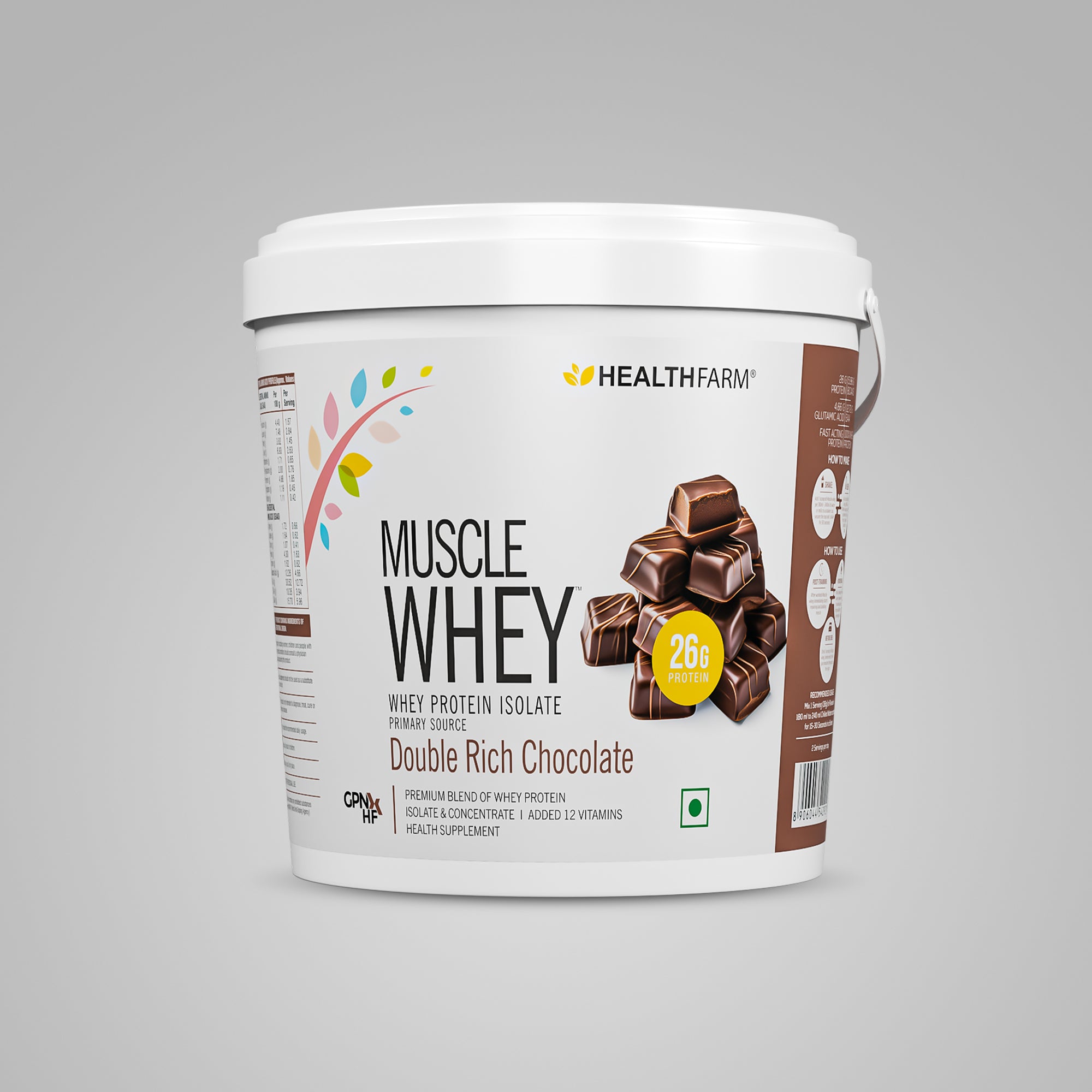 HealthFarm Muscle Whey Protein Isolate & Concentrate | Premium Blend of Whey Protein