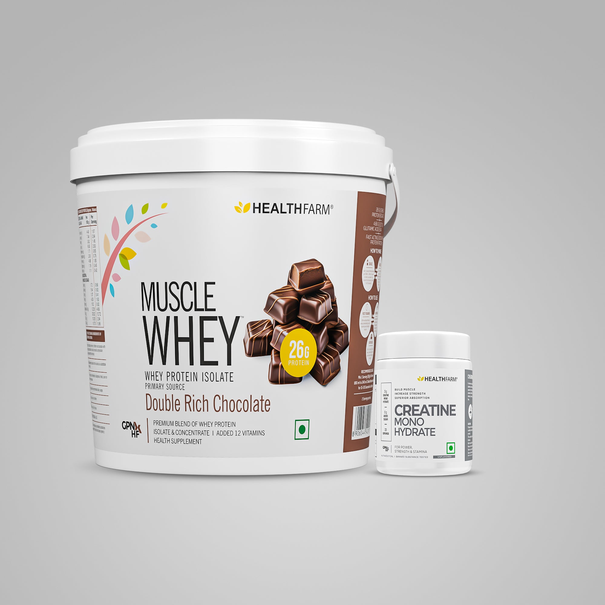HealthFarm Muscle Whey Protein Isolate & Concentrate | Premium Blend of Whey Protein