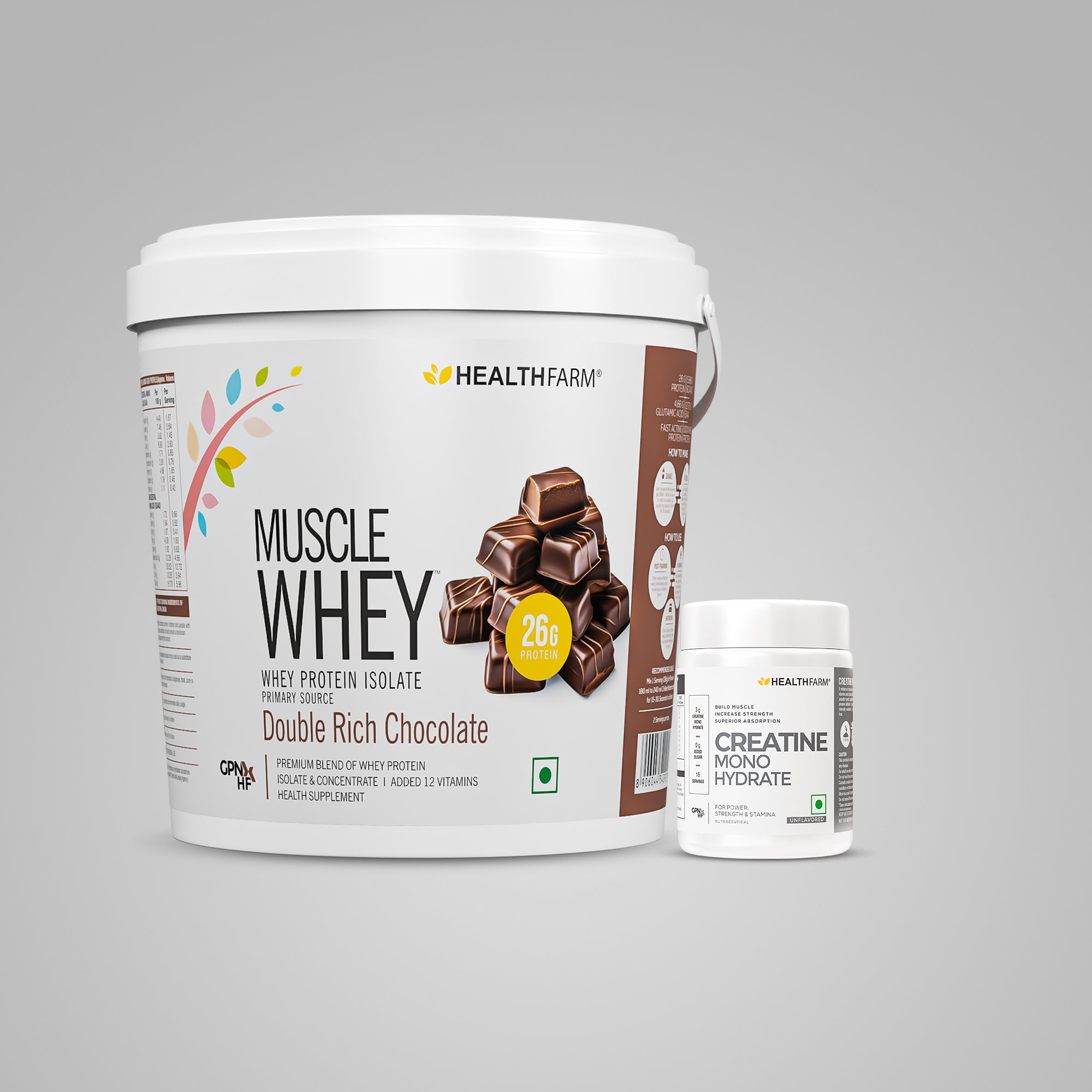 HealthFarm Muscle Whey Protein Isolate & Concentrate | Premium Blend of Whey Protein