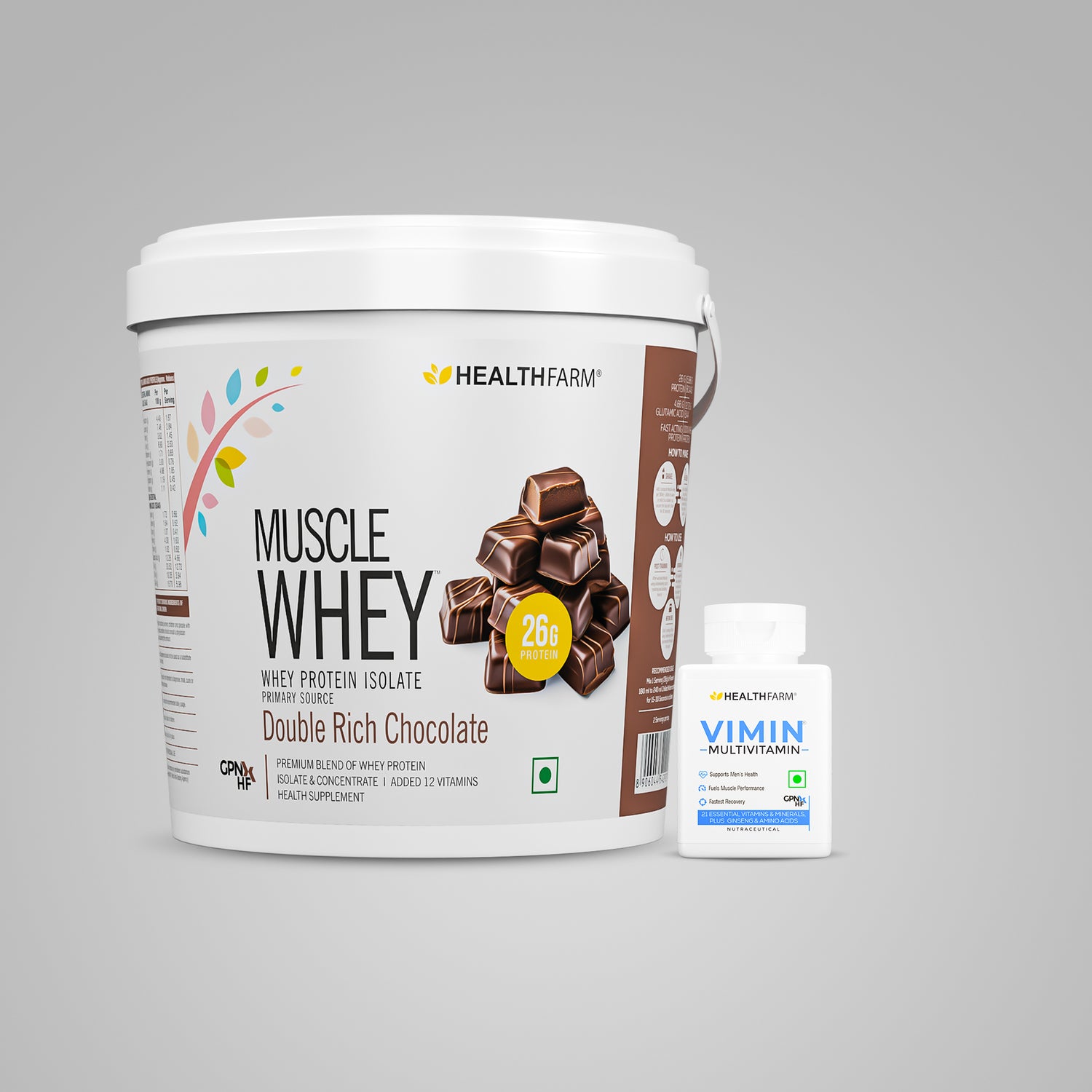 HealthFarm Muscle Whey Protein Isolate & Concentrate | Premium Blend of Whey Protein