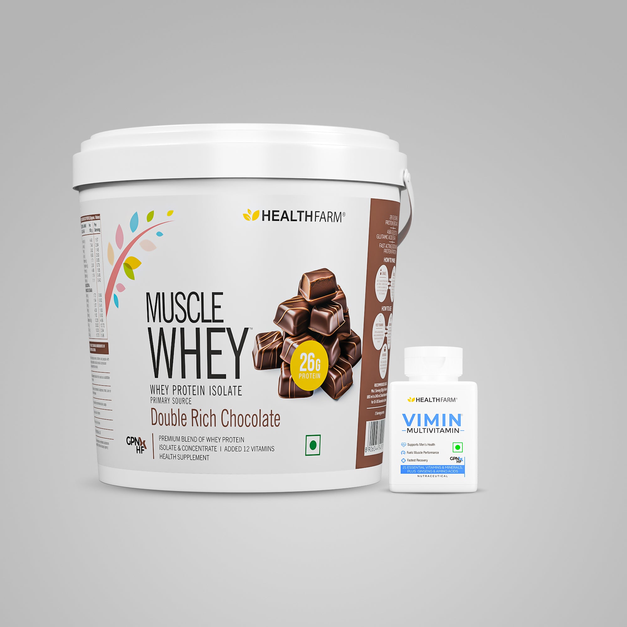 HealthFarm Muscle Whey Protein Isolate & Concentrate | Premium Blend of Whey Protein