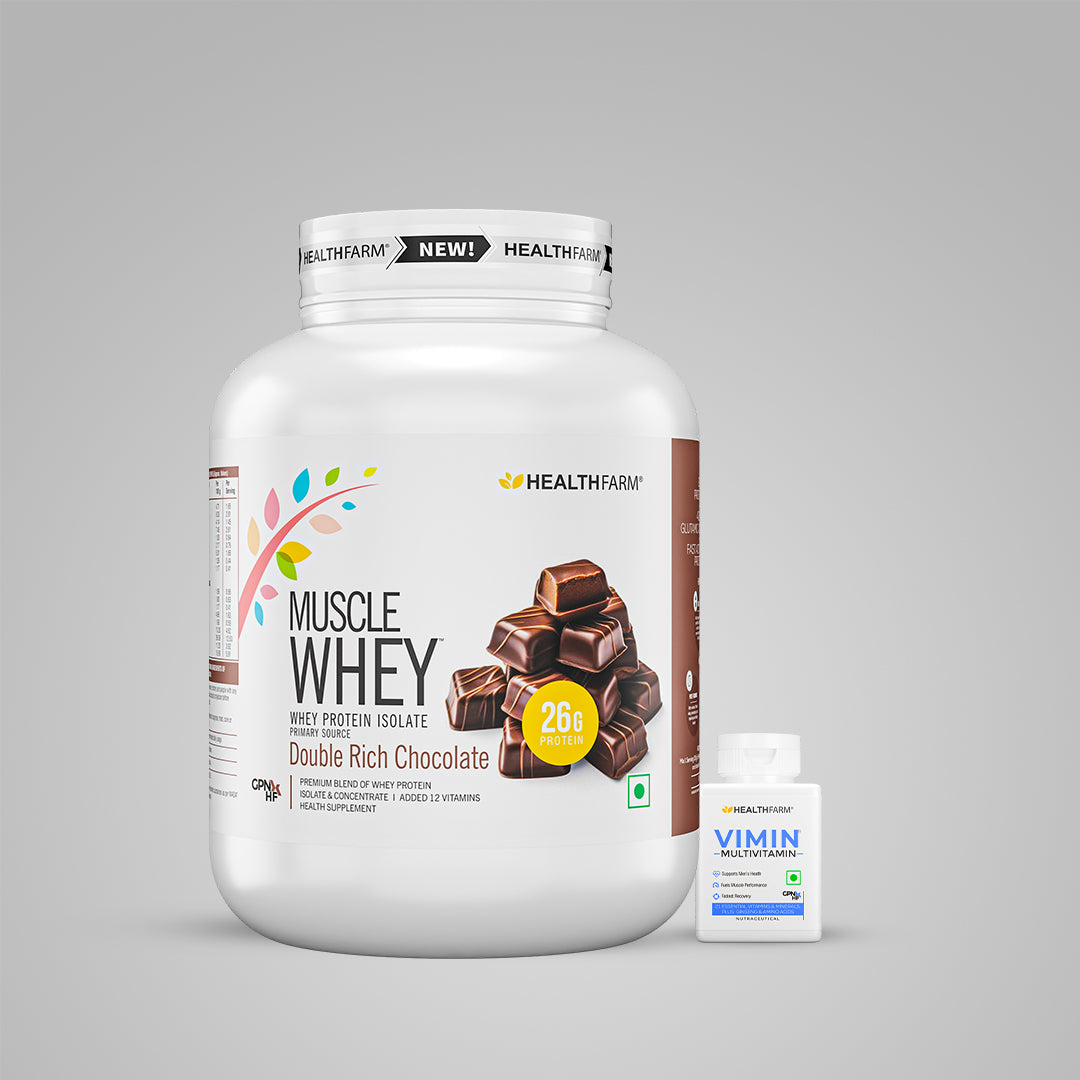 HealthFarm Muscle Whey Protein Isolate & Concentrate | Premium Blend of Whey Protein