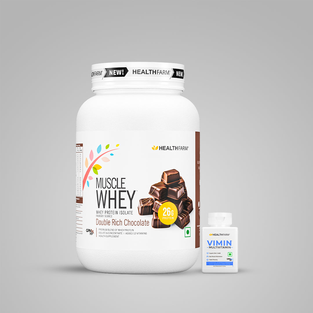 HealthFarm Muscle Whey Protein Isolate & Concentrate | Premium Blend of Whey Protein