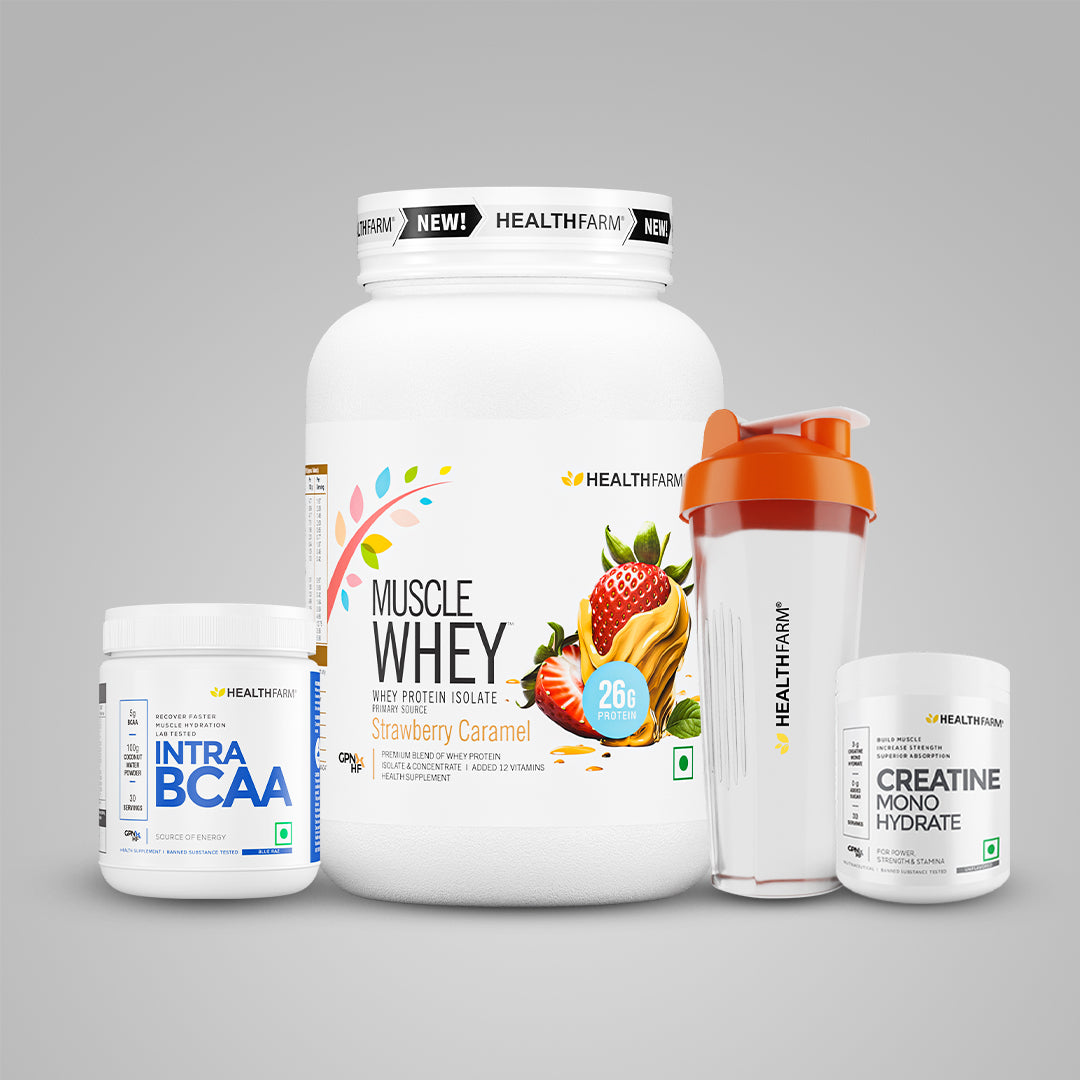 Healthfarm Intra BCAA + Muscle Whey 1kg + Creatine (50g) + Free Shaker
