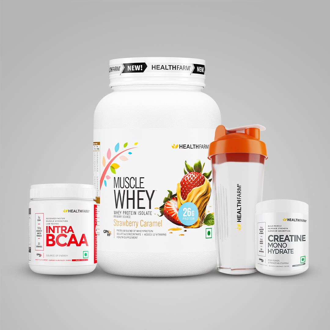 Healthfarm Intra BCAA + Muscle Whey 1kg + Creatine (50g) + Free Shaker