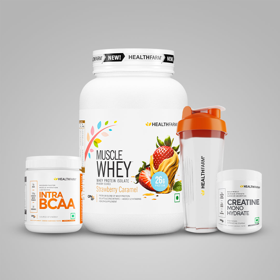 Healthfarm Intra BCAA + Muscle Whey 1kg + Creatine (50g) + Free Shaker