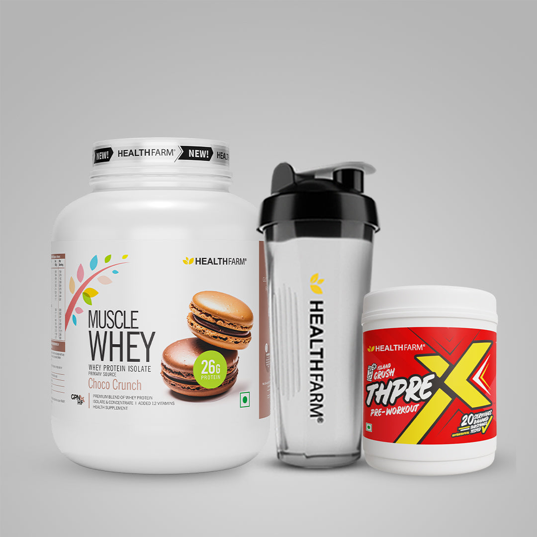 Healthfarm Muscle Whey (2Kg) + ThPreX Pre-workout + Free Shaker