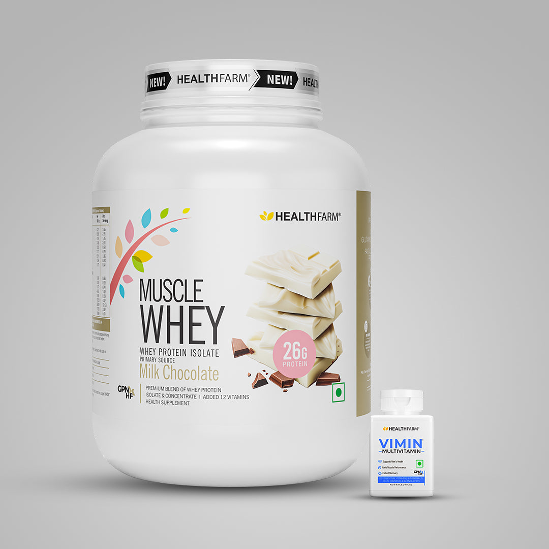 HealthFarm Muscle Whey Protein Isolate & Concentrate | Premium Blend of Whey Protein