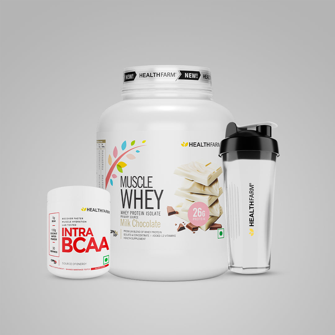 Healthfarm Muscle Whey (2Kg) + Intra BCAA + Free Shaker