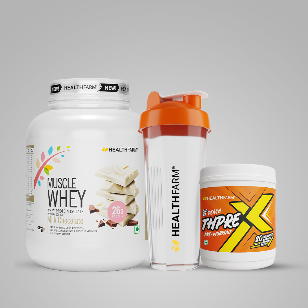 Healthfarm Muscle Whey (2Kg) + ThPreX Pre-workout + Free Shaker