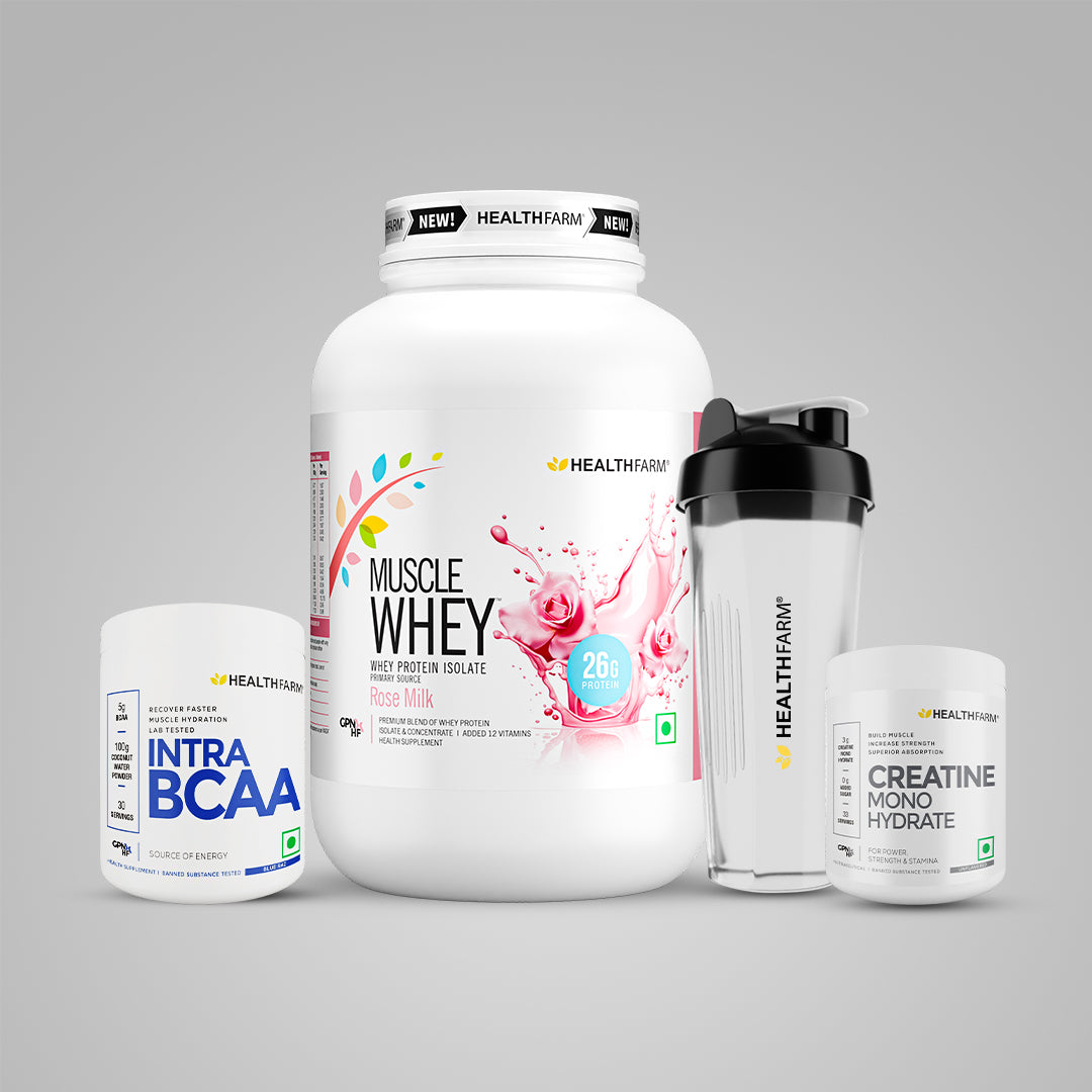 Healthfarm Intra BCAA + Muscle Whey 1kg + Creatine (50g) + Free Shaker