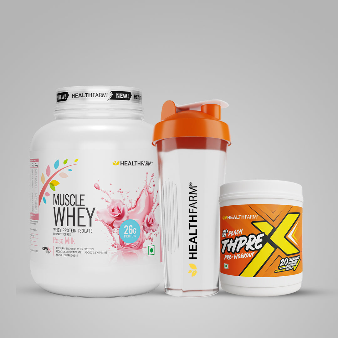 Healthfarm Muscle Whey (2Kg) + ThPreX Pre-workout + Free Shaker