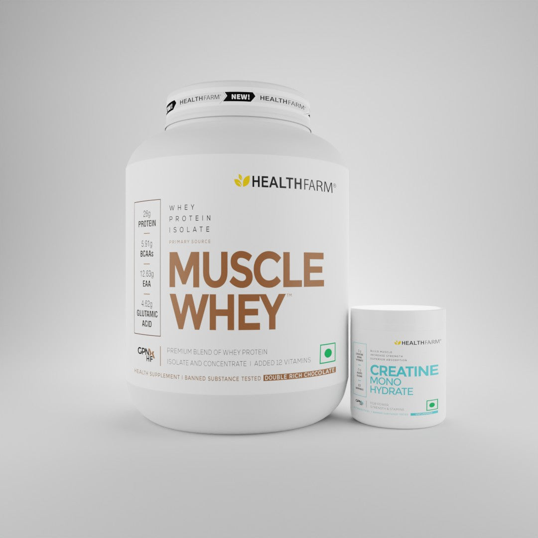 Healthfarm Muscle Whey (2Kg) + Muscle Creatine Monohydrate (250g) - Healthfarm Nutrition