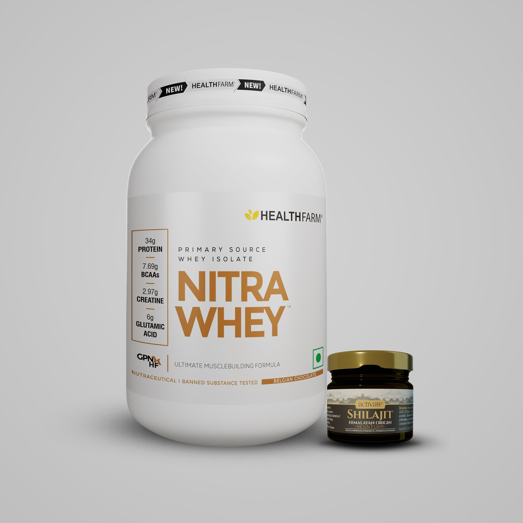Healthfarm Nitra Whey (1Kg) + Shilajit (10g)