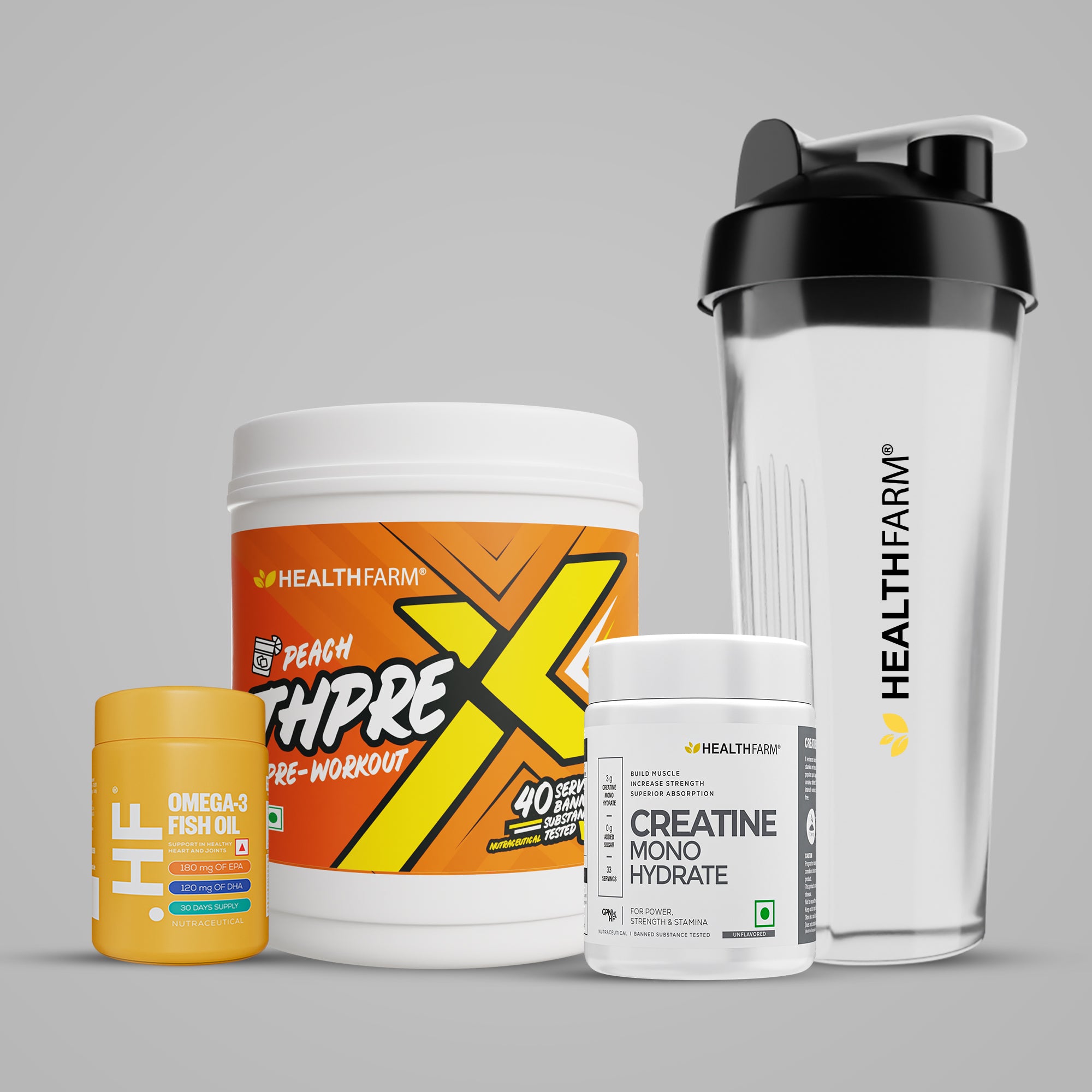 Healthfarm ThPreX Pre-workout + Muscle Creatine (100g) + Omega 3 Fish Oil
