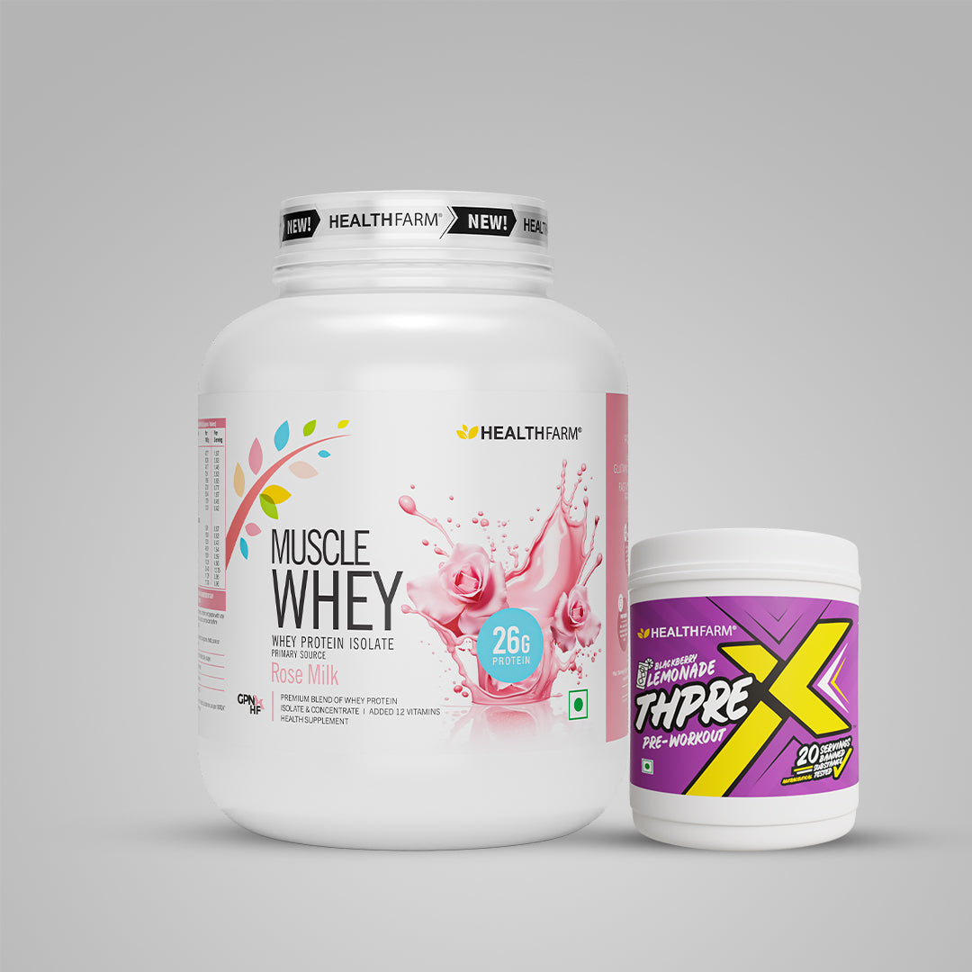 Healthfarm Muscle Whey (2Kg) + ThPreX Pre-workout + Free Shaker