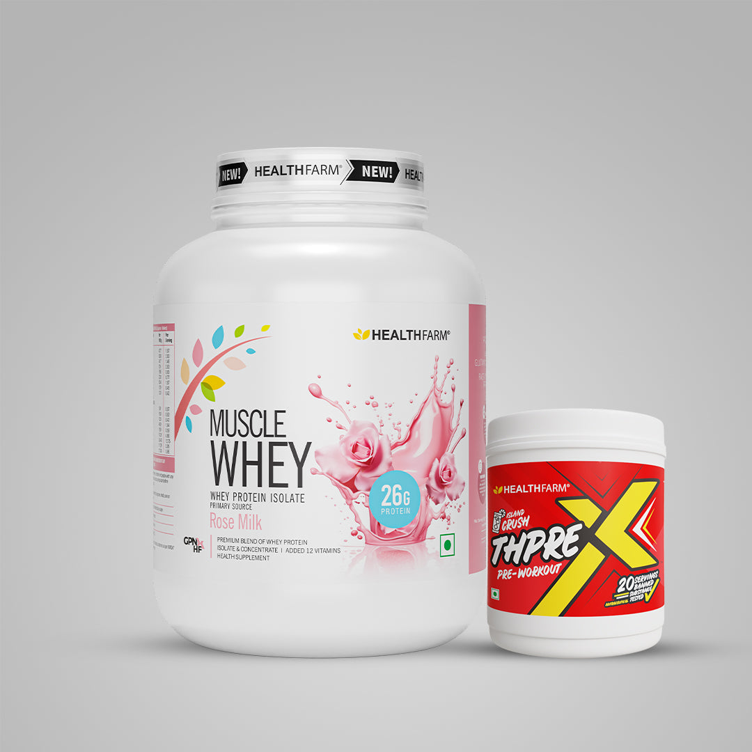 Healthfarm Muscle Whey (2Kg) + ThPreX Pre-workout + Free Shaker