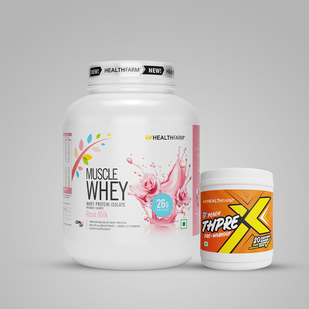 Healthfarm Muscle Whey (2Kg) + ThPreX Pre-workout + Free Shaker