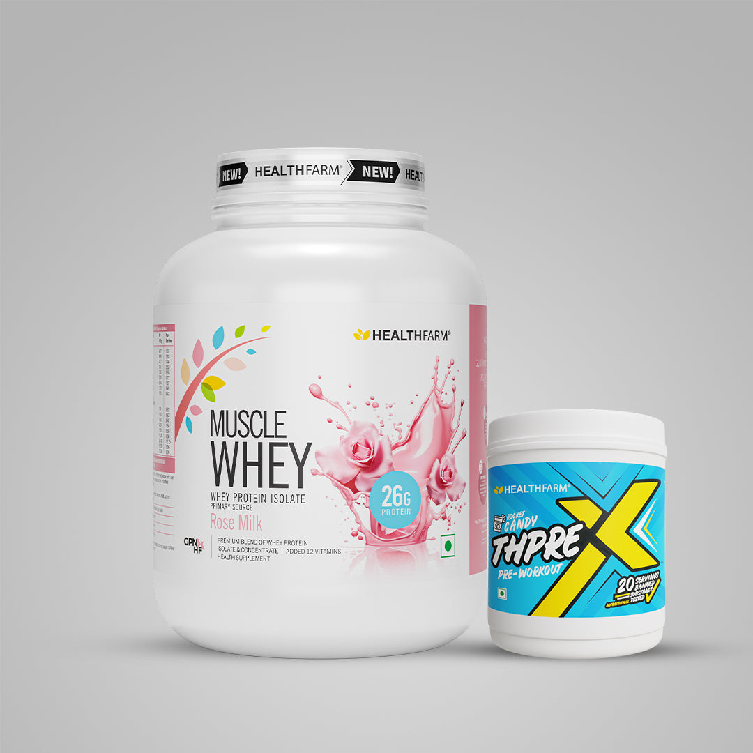 Healthfarm Muscle Whey (2Kg) + ThPreX Pre-workout + Free Shaker