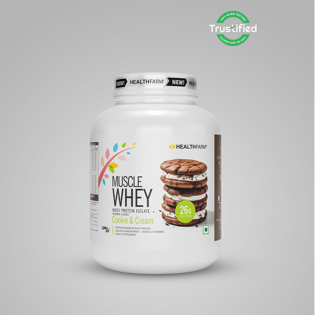 HealthFarm Muscle Whey Protein Isolate & Concentrate | Premium Blend of Whey Protein