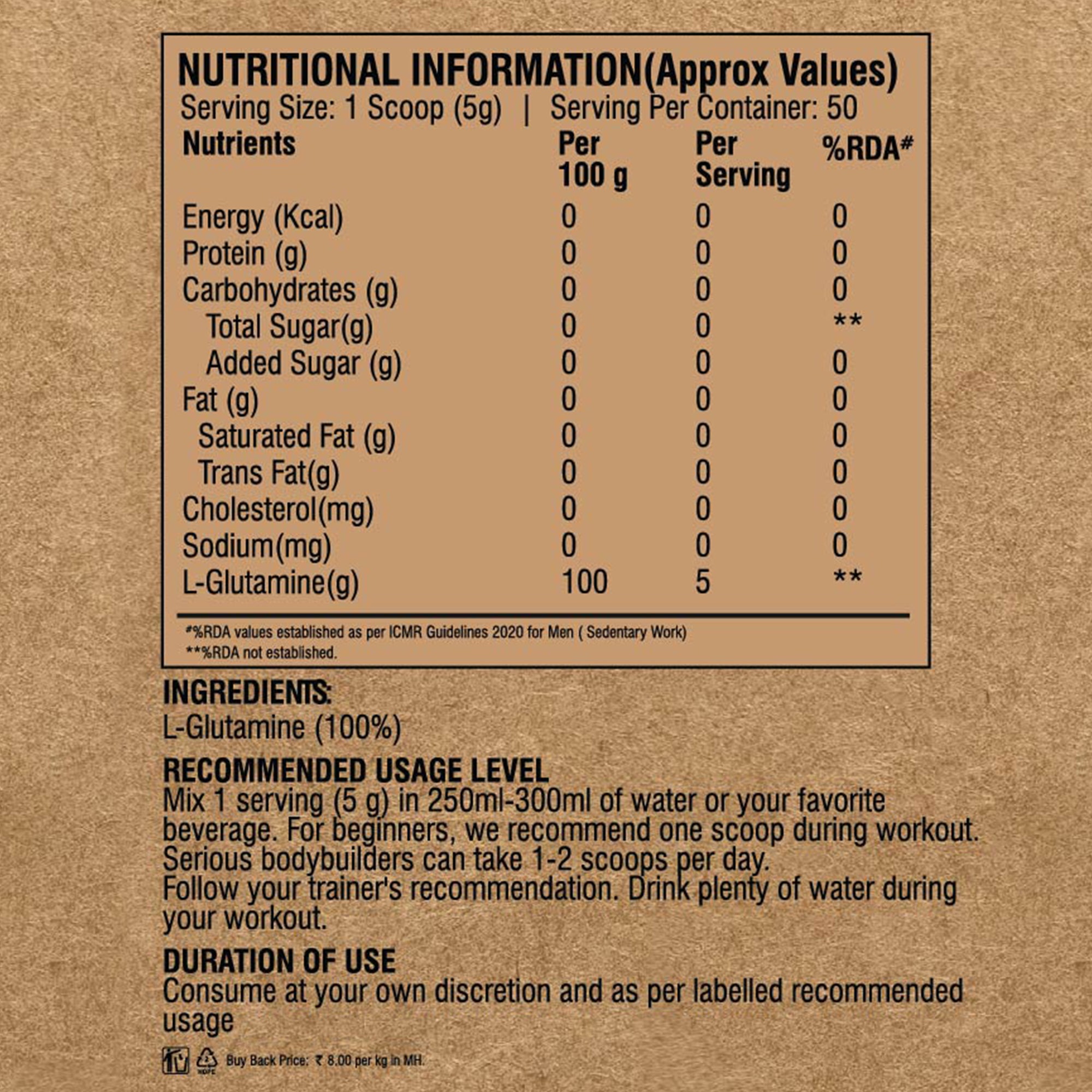 RAW GLUTAMINE - Healthfarm