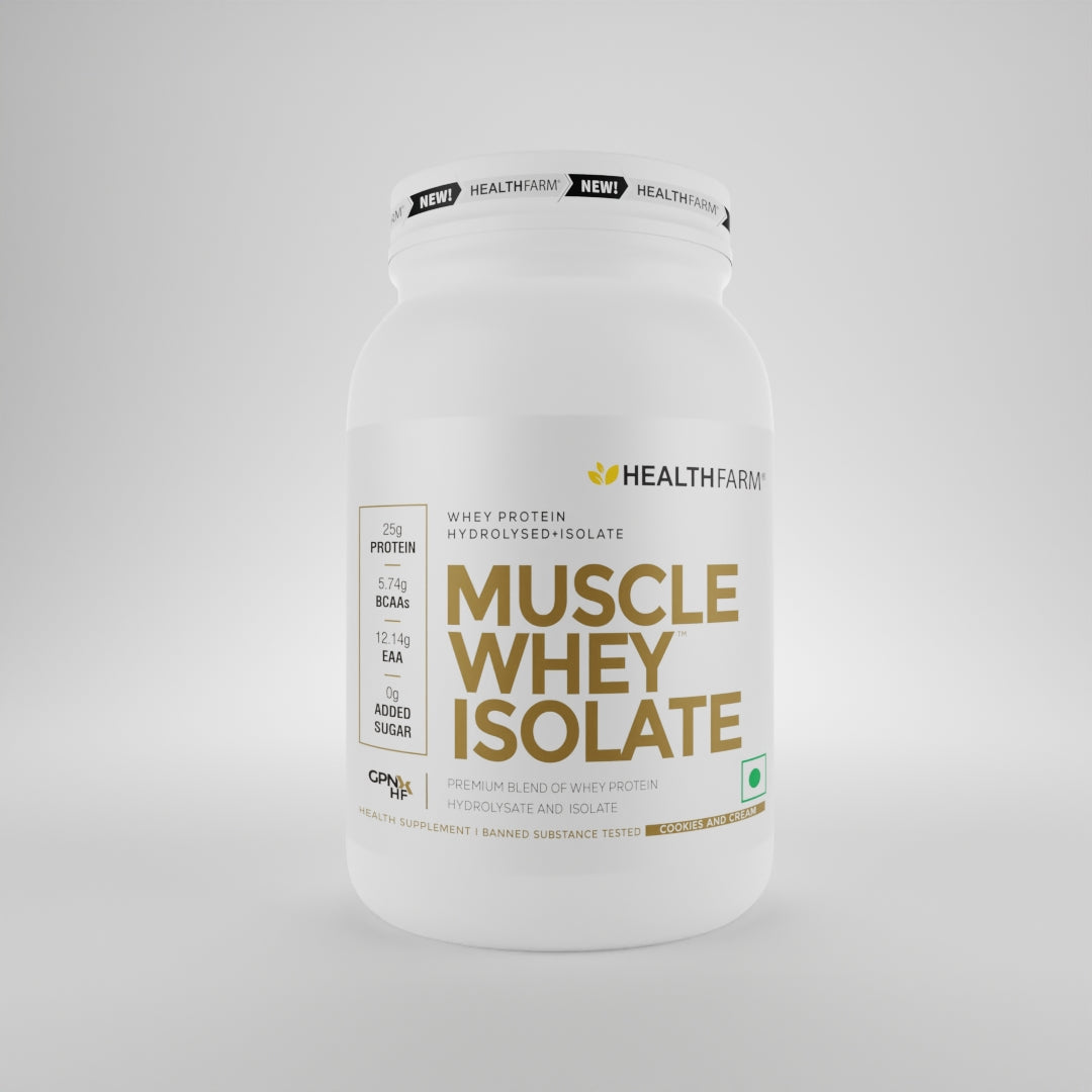 HealthFarm Muscle Whey Isolate | Premium Blend of Whey Protein Hydrolysate and Isolate