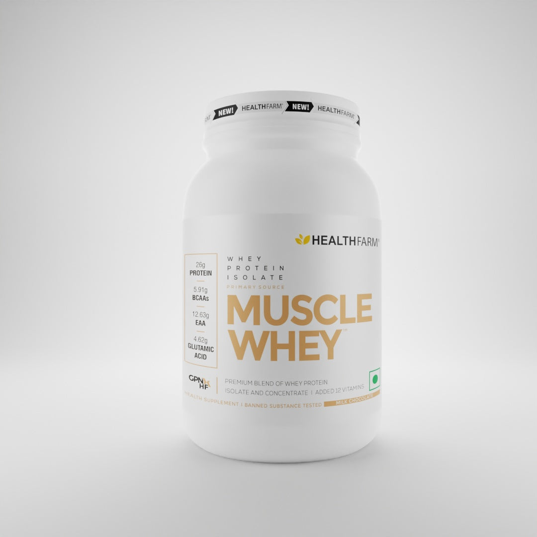 Healthfarm Muscle Whey Protein (1kg), BUY 1 GET 2 Offer