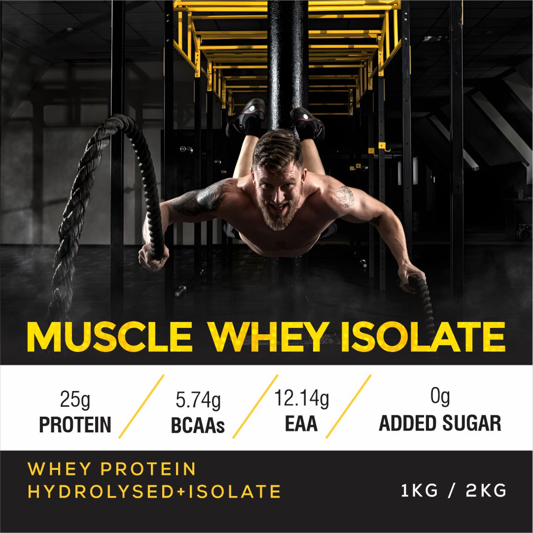 HealthFarm Muscle Whey Isolate | Premium Blend of Whey Protein Hydrolysate and Isolate