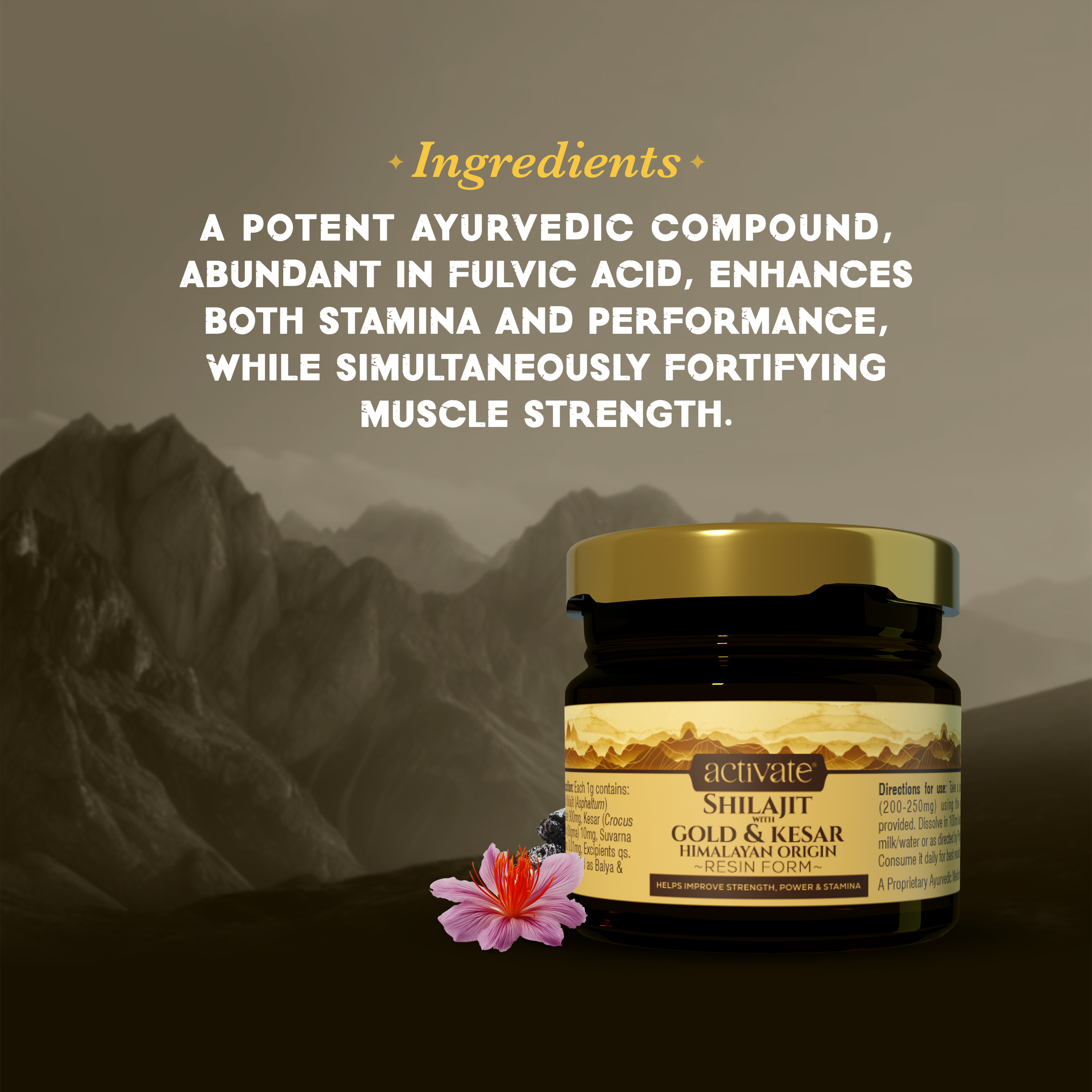 Activate Shilajit with Gold &amp; Kesar – 20g – Himalayan Origin