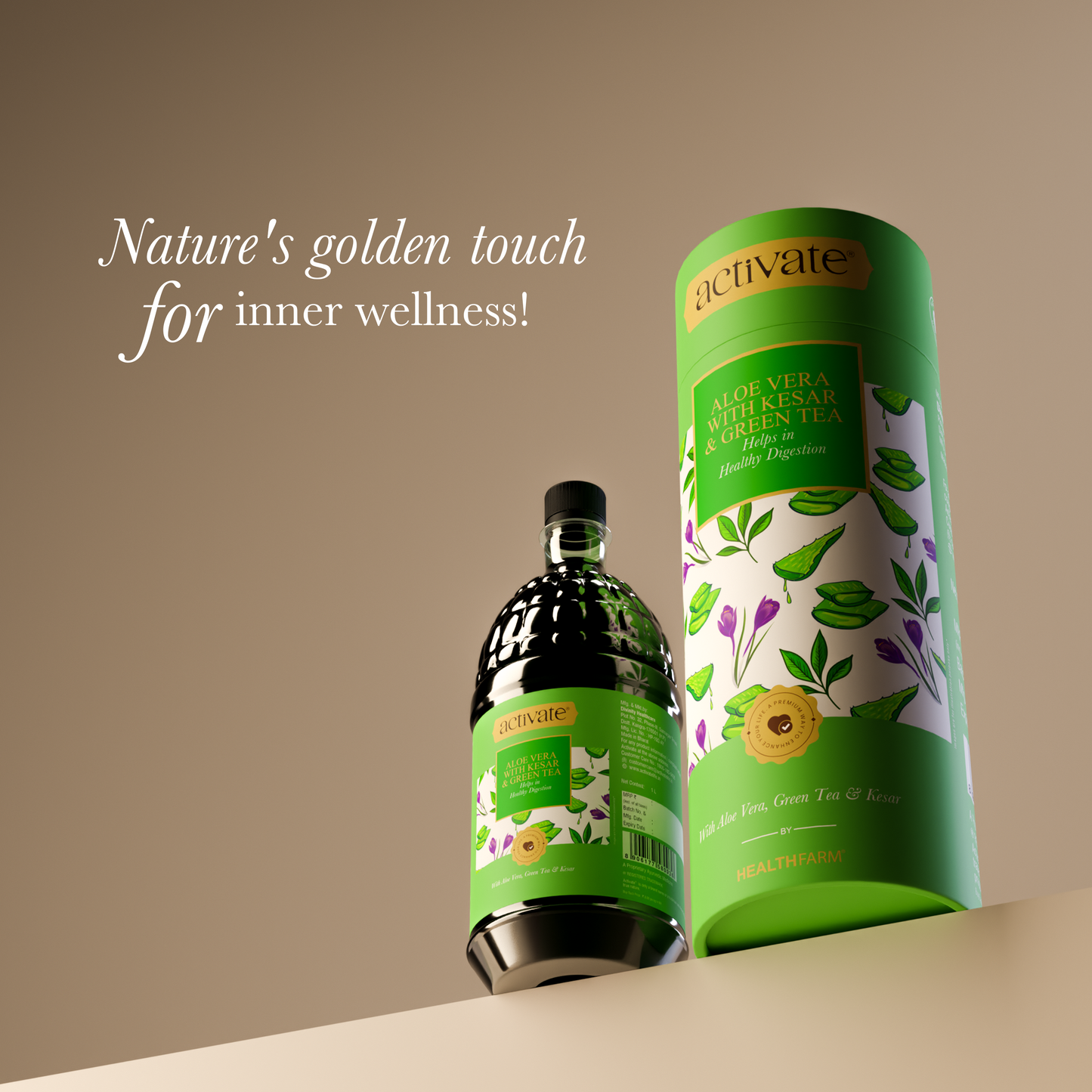 Healthfarm Activate Aloe Vera with Kesar & Green Tea - Support Healthy Digestion