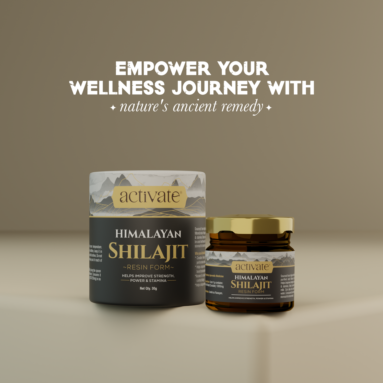 Activate Himalayan Shilajit Resin 20g – For Endurance, Stamina and Strength – Lab Tested