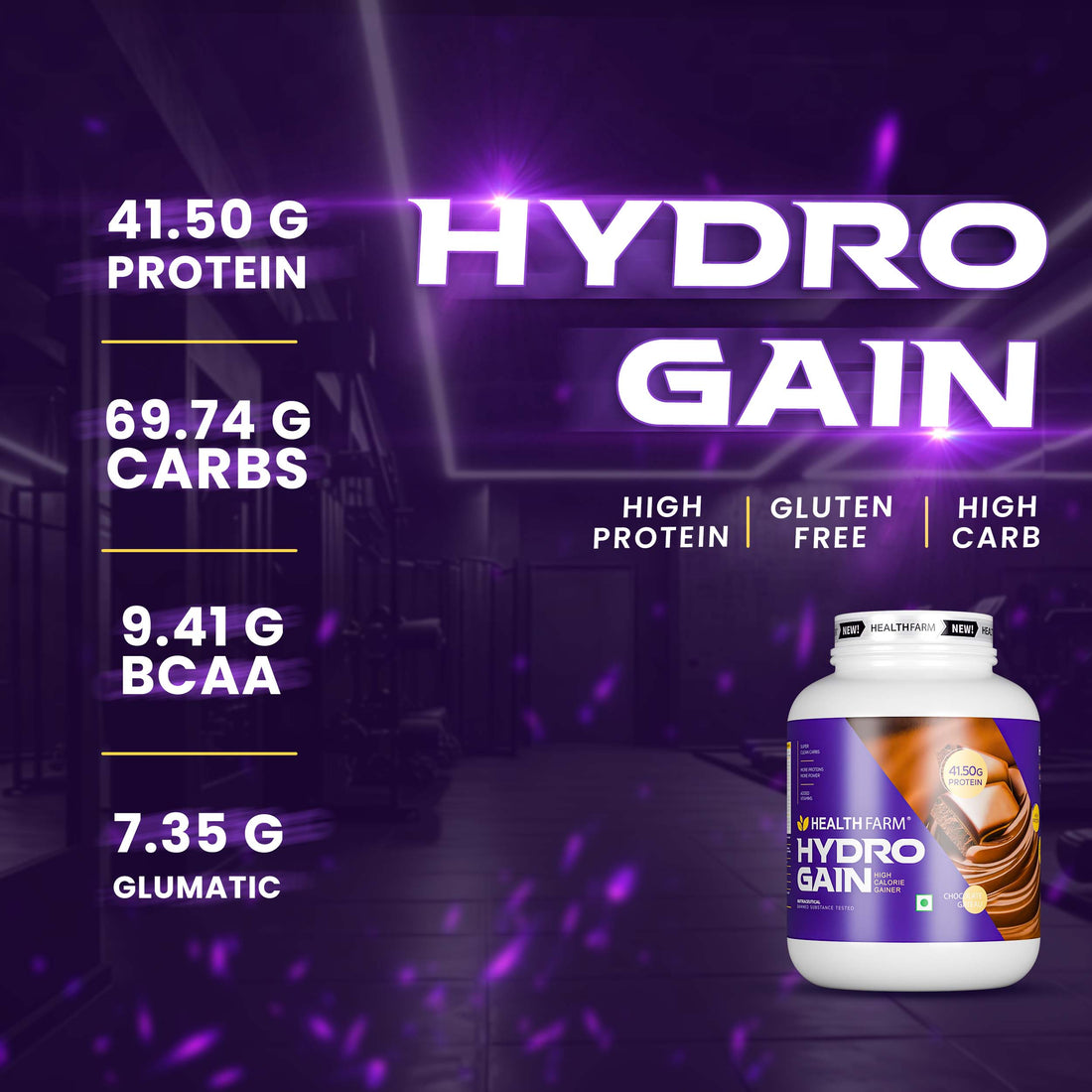 Healthfarm Hydro Gain (3Kg) + Fish Oil + Creatine (100G)