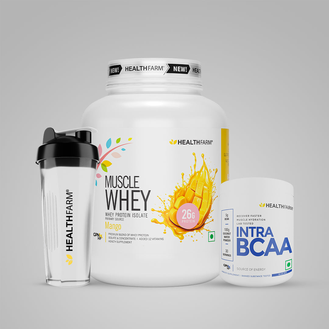 Healthfarm Muscle Whey (2Kg) + Intra BCAA + Free Shaker