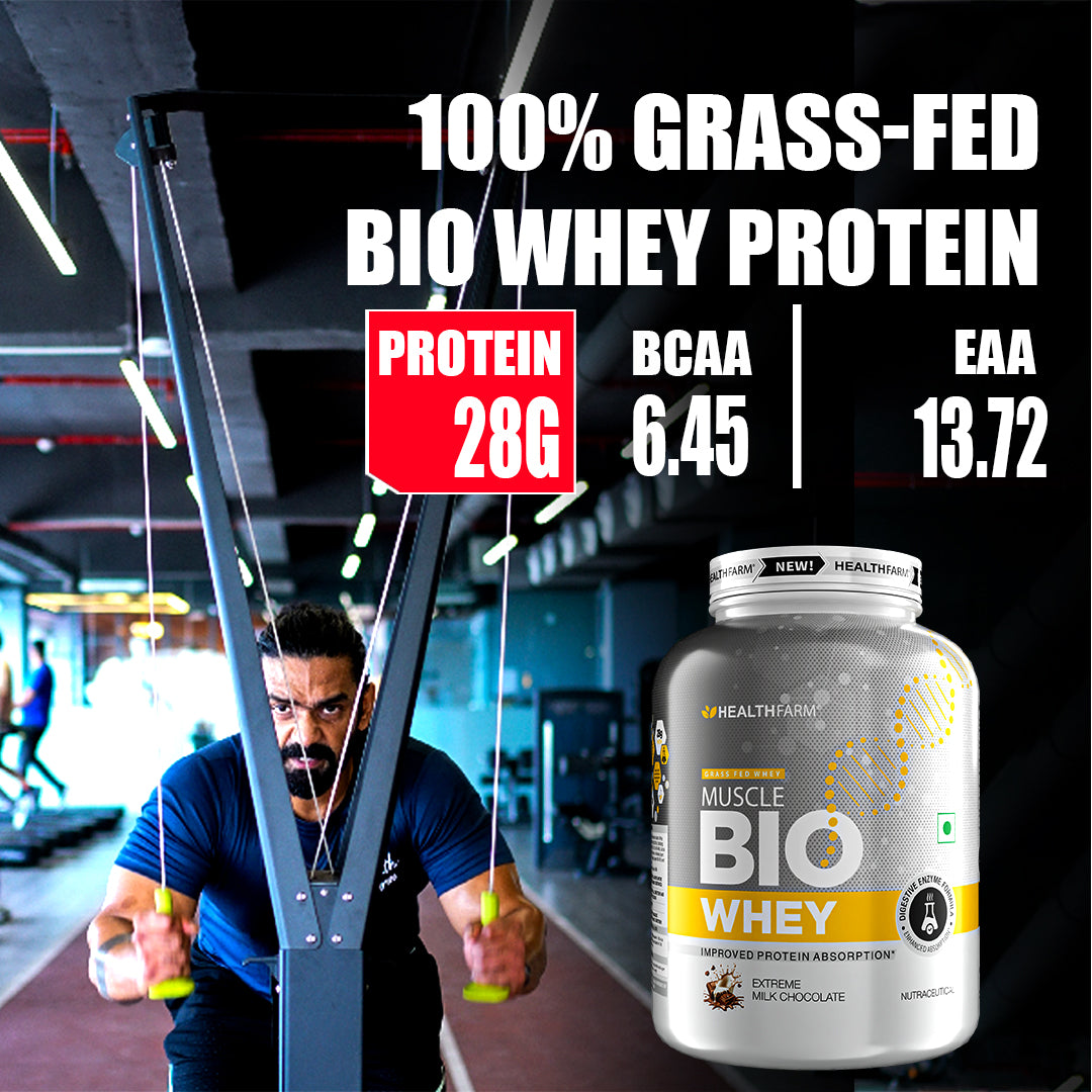 Healthfarm Muscle Bio Whey | Grass Fed Protein | Improved Protein Absorption