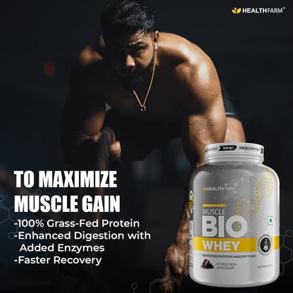 Healthfarm Muscle Bio Whey | Grass Fed Protein | Improved Protein Absorption