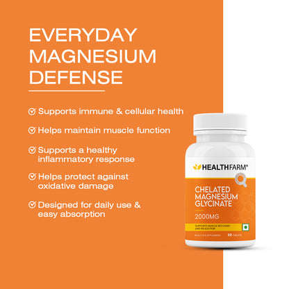 Healthfarm Chelated Magnesium Glycinate 2000 mg | 60 Tablets