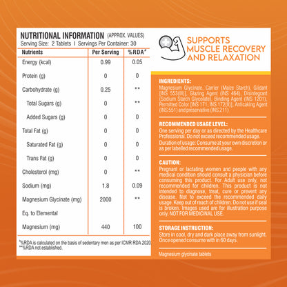 Healthfarm Chelated Magnesium Glycinate 2000 mg | 60 Tablets