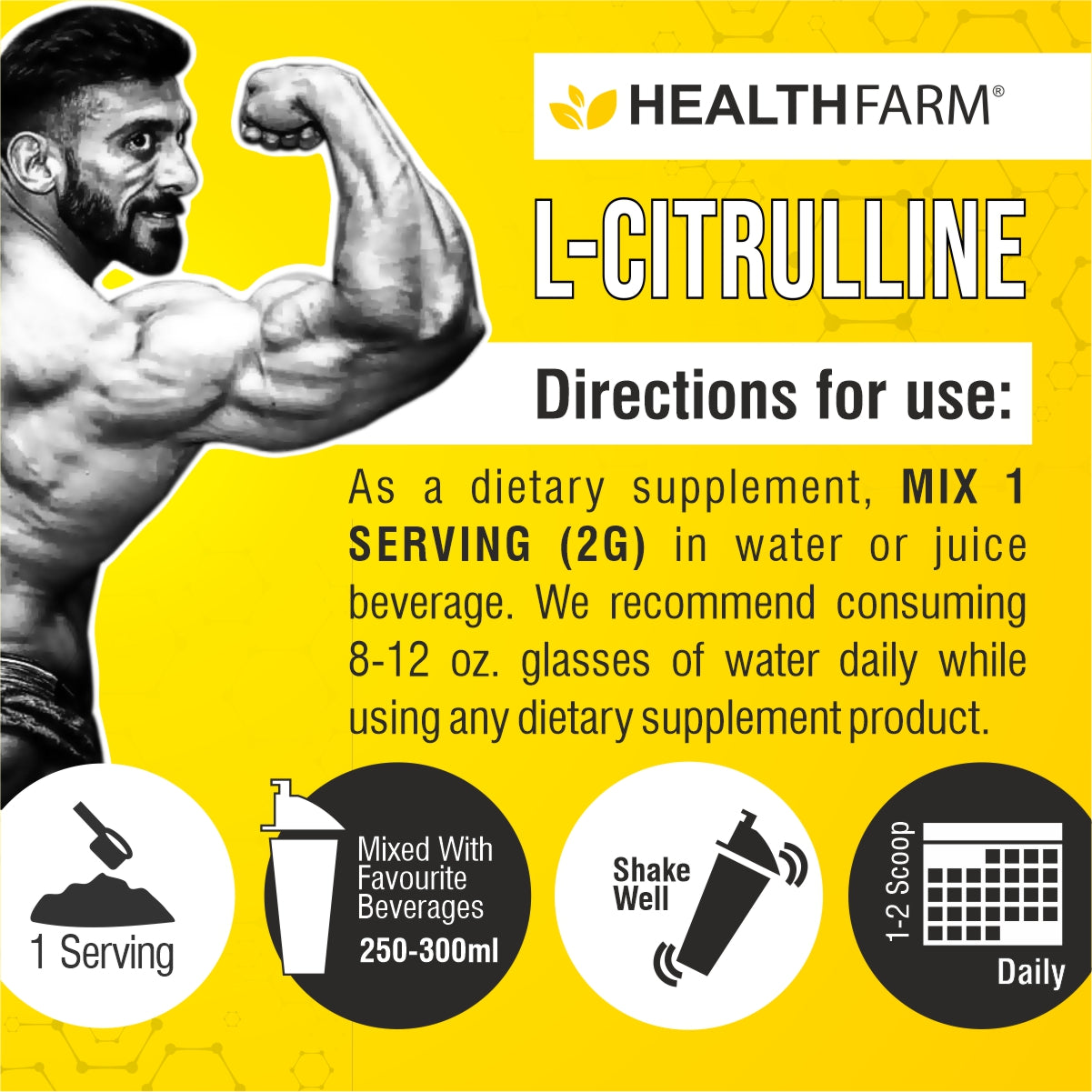 HealthFarm Citrulline Mallate for Muscle Power &amp; Pump (100gm)