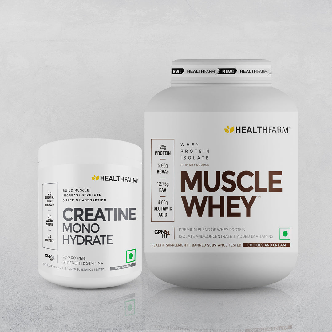 Healthfarm Muscle Whey (2Kg) + Muscle Creatine Monohydrate (100g)