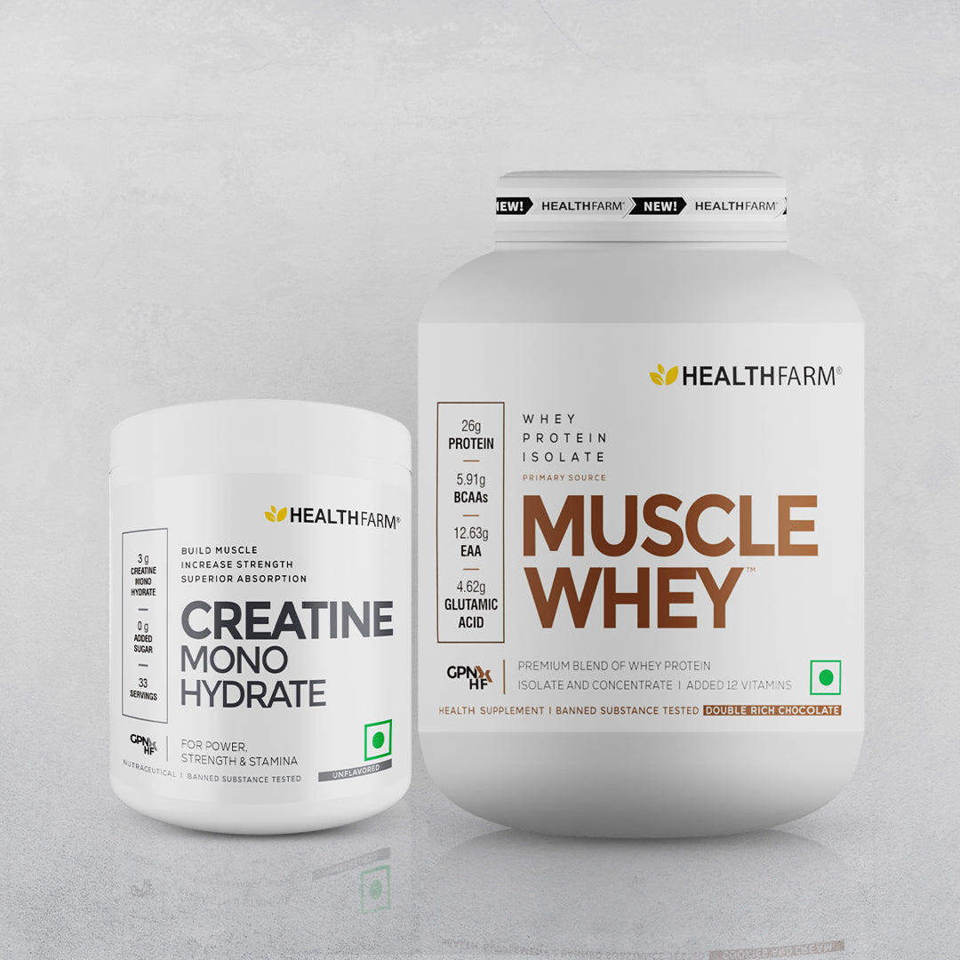 Healthfarm Muscle Whey (2Kg) + Muscle Creatine Monohydrate (100g)