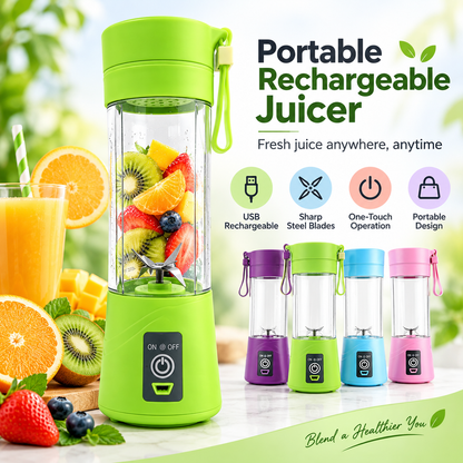 Portable Electric USB Juice Maker Juicer Bottle Blender Grinder Mixer,4 Blades Rechargeable Bottle with (Multi color)