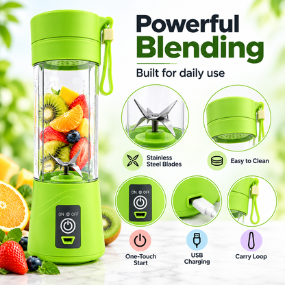 Portable Electric USB Juice Maker Juicer Bottle Blender Grinder Mixer,4 Blades Rechargeable Bottle with (Multi color)