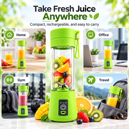 Portable Electric USB Juice Maker Juicer Bottle Blender Grinder Mixer,4 Blades Rechargeable Bottle with (Multi color)