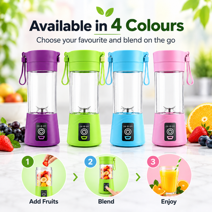Portable Electric USB Juice Maker Juicer Bottle Blender Grinder Mixer,4 Blades Rechargeable Bottle with (Multi color)