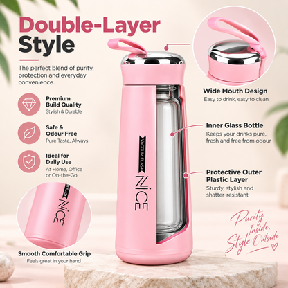 Nice Glass Water Bottle Vacuum Flask Double Wall Multi Color